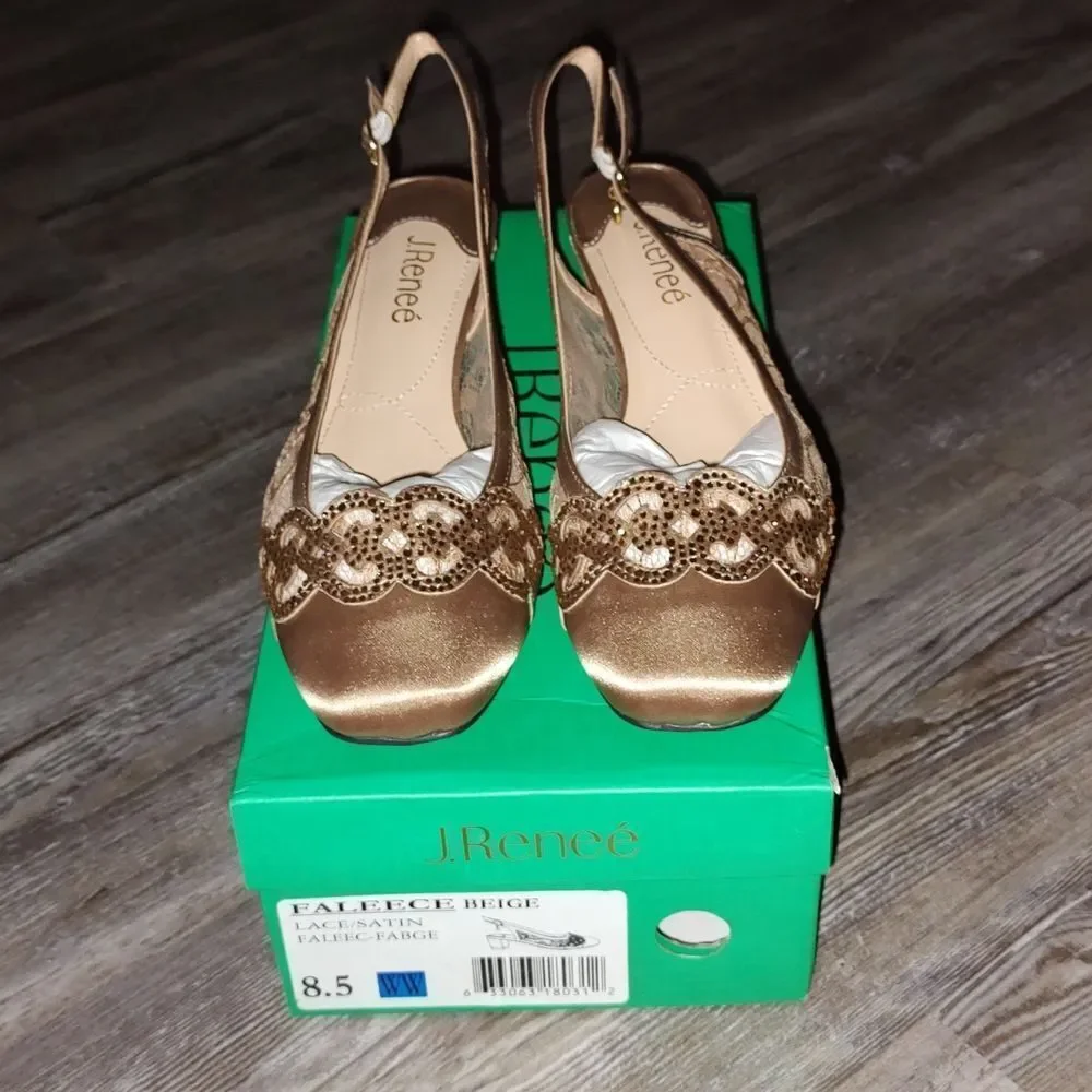 J.Renée Faleece Slingback Pump  Beige  Sz 8.5W NEW